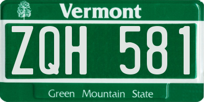 VT license plate ZQH581
