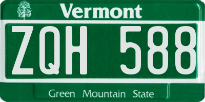 VT license plate ZQH588