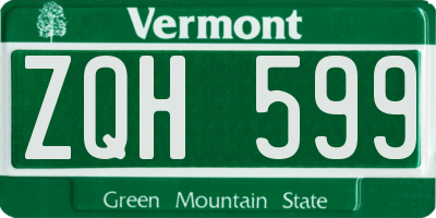 VT license plate ZQH599