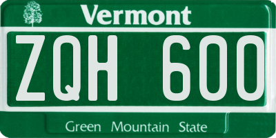 VT license plate ZQH600