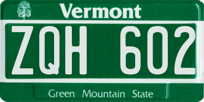 VT license plate ZQH602
