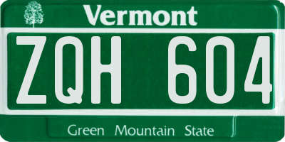 VT license plate ZQH604