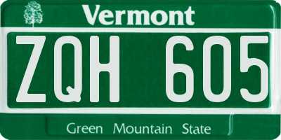 VT license plate ZQH605