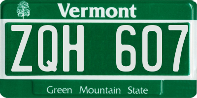 VT license plate ZQH607