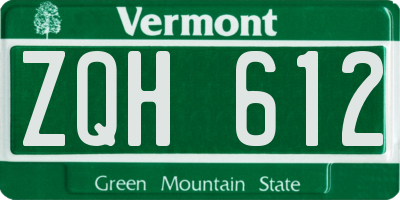 VT license plate ZQH612