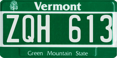 VT license plate ZQH613