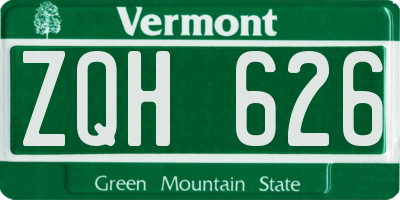 VT license plate ZQH626