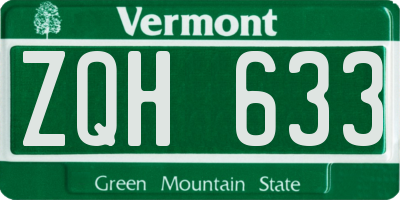 VT license plate ZQH633