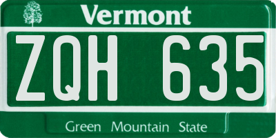 VT license plate ZQH635