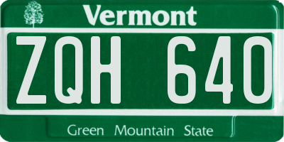 VT license plate ZQH640