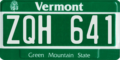 VT license plate ZQH641