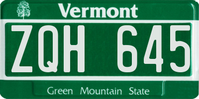 VT license plate ZQH645