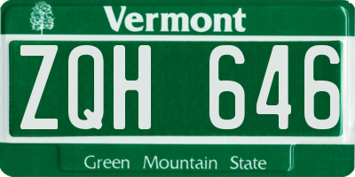 VT license plate ZQH646