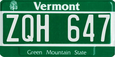 VT license plate ZQH647