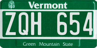 VT license plate ZQH654