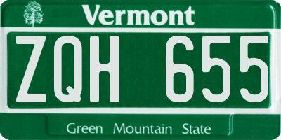 VT license plate ZQH655