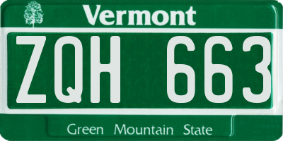 VT license plate ZQH663