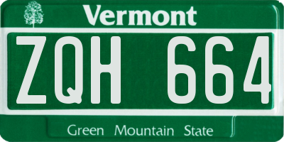 VT license plate ZQH664