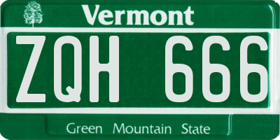 VT license plate ZQH666
