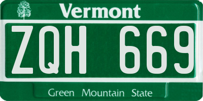 VT license plate ZQH669