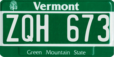 VT license plate ZQH673
