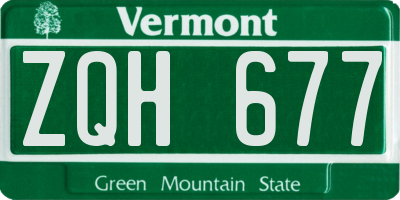 VT license plate ZQH677