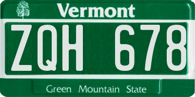 VT license plate ZQH678