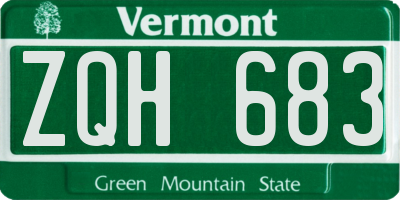 VT license plate ZQH683