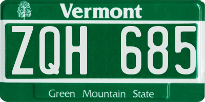 VT license plate ZQH685
