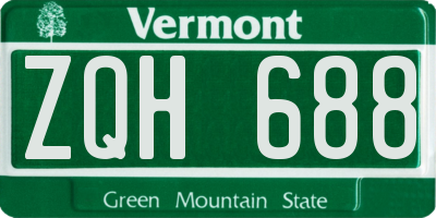 VT license plate ZQH688
