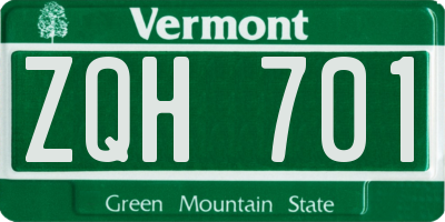 VT license plate ZQH701