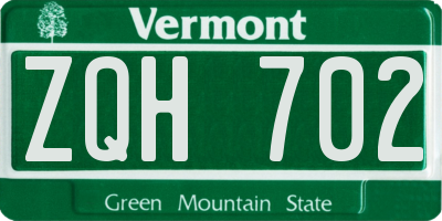 VT license plate ZQH702