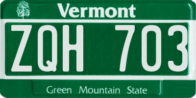 VT license plate ZQH703
