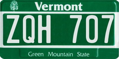 VT license plate ZQH707