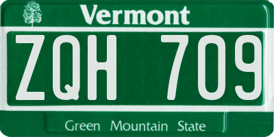 VT license plate ZQH709
