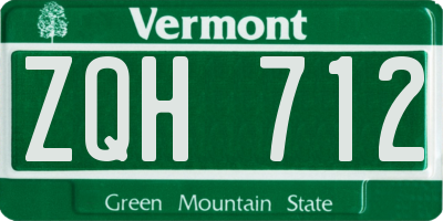 VT license plate ZQH712