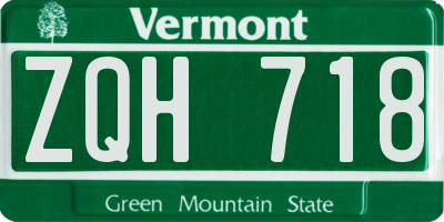 VT license plate ZQH718