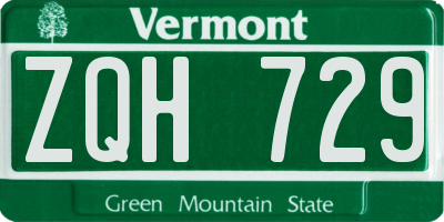VT license plate ZQH729