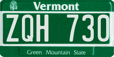 VT license plate ZQH730