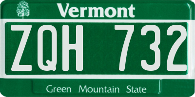 VT license plate ZQH732
