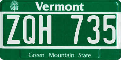 VT license plate ZQH735