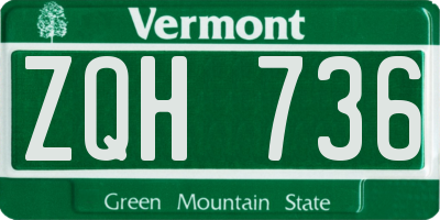 VT license plate ZQH736