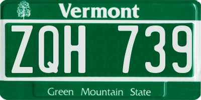 VT license plate ZQH739