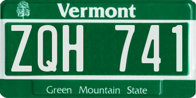 VT license plate ZQH741