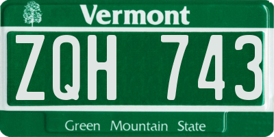 VT license plate ZQH743