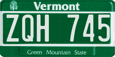 VT license plate ZQH745