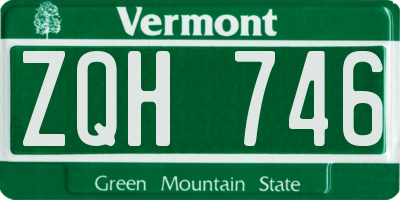 VT license plate ZQH746