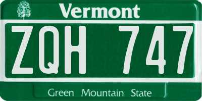 VT license plate ZQH747
