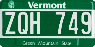 VT license plate ZQH749