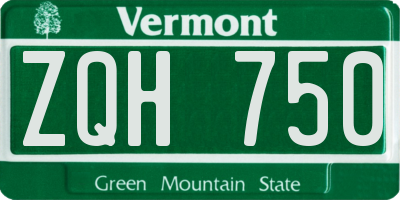 VT license plate ZQH750